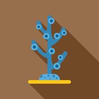 Blue coral growing from a rock on the seabed, simple style vector