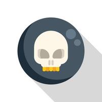 Skull smiling on dark moon background with long shadow vector