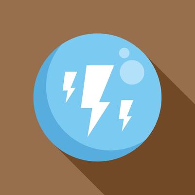 Blue circle showing white lightning bolt icon