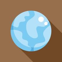 Blue cartoon planet floating in space with long shadow vector