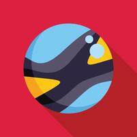 Blue planet floating in space with a long shadow vector
