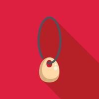 Oval stone pendant hanging on a string icon vector