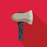 Stone age axe with wooden handle casting long shadow on red background vector