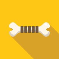 White bone with black stripes icon representing halloween celebration with long shadow on yellow background vector