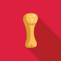 Big dog bone for chewing with long shadow on red background vector