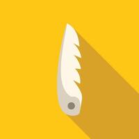 Single white bird feather floating on yellow background vector