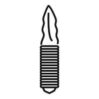 Sharp throwing knife piercing target with lines icon vector outline