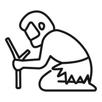 Caveman is digging the ground with a stick vector