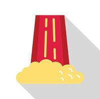 Red waterfall falling from cliff with long shadow icon vector