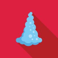 Blue smoke cloud rising, abstract weather icon with long shadow on red background vector