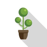 Spherical topiary tree growing in a flower pot with long shadow vector