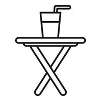 Folding table standing with soda in disposable cup on top icon vector