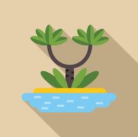 Small tropical island with palm trees growing on it flat design icon vector