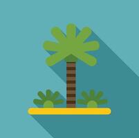 Single palm tree growing on a tropical island with a long shadow vector