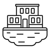 Flood level showing buildings submerged in water icon outline style vector