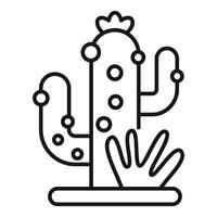 Gmo cactus growing in smart farm outline icon representing innovative farming vector