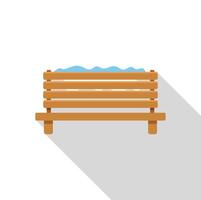 Wooden bench covered with snowdrift in flat style with long shadow vector