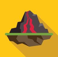 Volcano erupting lava in flat design with long shadow vector