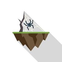Scary black spider hanging on its web on flying land with tree branch vector