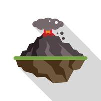 Volcano erupting with lava and smoke in flat design vector