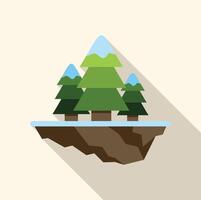 Group of fir trees growing on a floating island with snow and long shadow vector