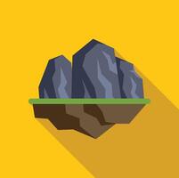 Floating island with mountains surrounded by empty space vector