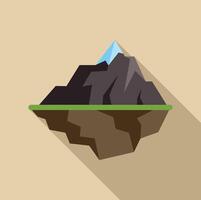 Floating mountain with snow cap on top casting a long shadow vector
