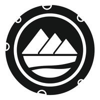 Black round giza necropolis icon depicting three pyramids vector