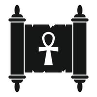 Ancient papyrus scroll displaying ankh symbol icon silhouette vector