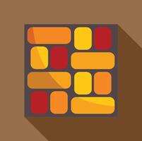 Colorful rectangle pattern resembling a brick wall casting a long shadow vector