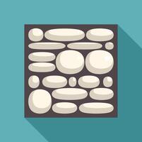 White smooth stones forming a square pattern on dark background vector