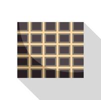 Dark chocolate bar with grid pattern casting long shadow vector