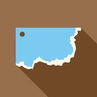 Blue tag or label with hole with a torn edge casting a shadow vector