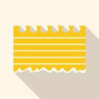 Yellow notepad paper with lines torn off from bottom with shadow vector