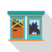 Abandoned building with boarded up door and broken window illustrating urban decay vector