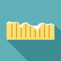 Torn piece of yellow paper with vertical lines showing on blue background vector