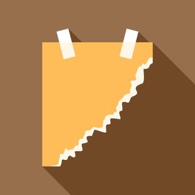 Blank ripped note paper with adhesive tape on brown background