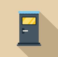 Grey front door with canopy and window having long shadow vector