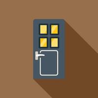 Closed front door with windows casting long shadow vector