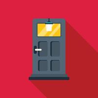 Closed front door with lamp on red background vector