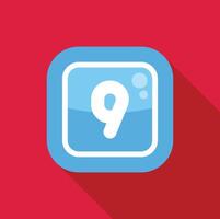 Blue washing machine icon showing number nine setting vector