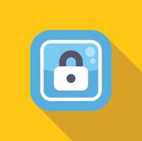 Blue rounded square app icon showing a padlock protecting data vector