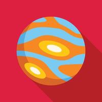 Orange and blue planet rotating in space with long shadow vector