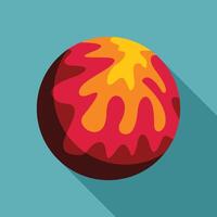 Red planet with lava flowing on surface in flat style vector