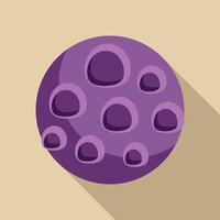 Purple planet floating in space with craters and long shadow vector