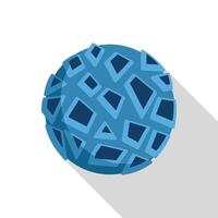 Blue planet covered with geometric shapes casting long shadow vector