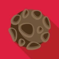 Large asteroid flying in space with craters from collisions vector