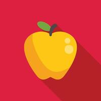 Yellow apple casting long shadow on red background vector