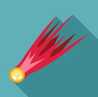Red comet falling with fire tail in space vector