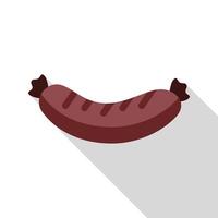 Grilled sausage with grill marks on white background with long shadow vector